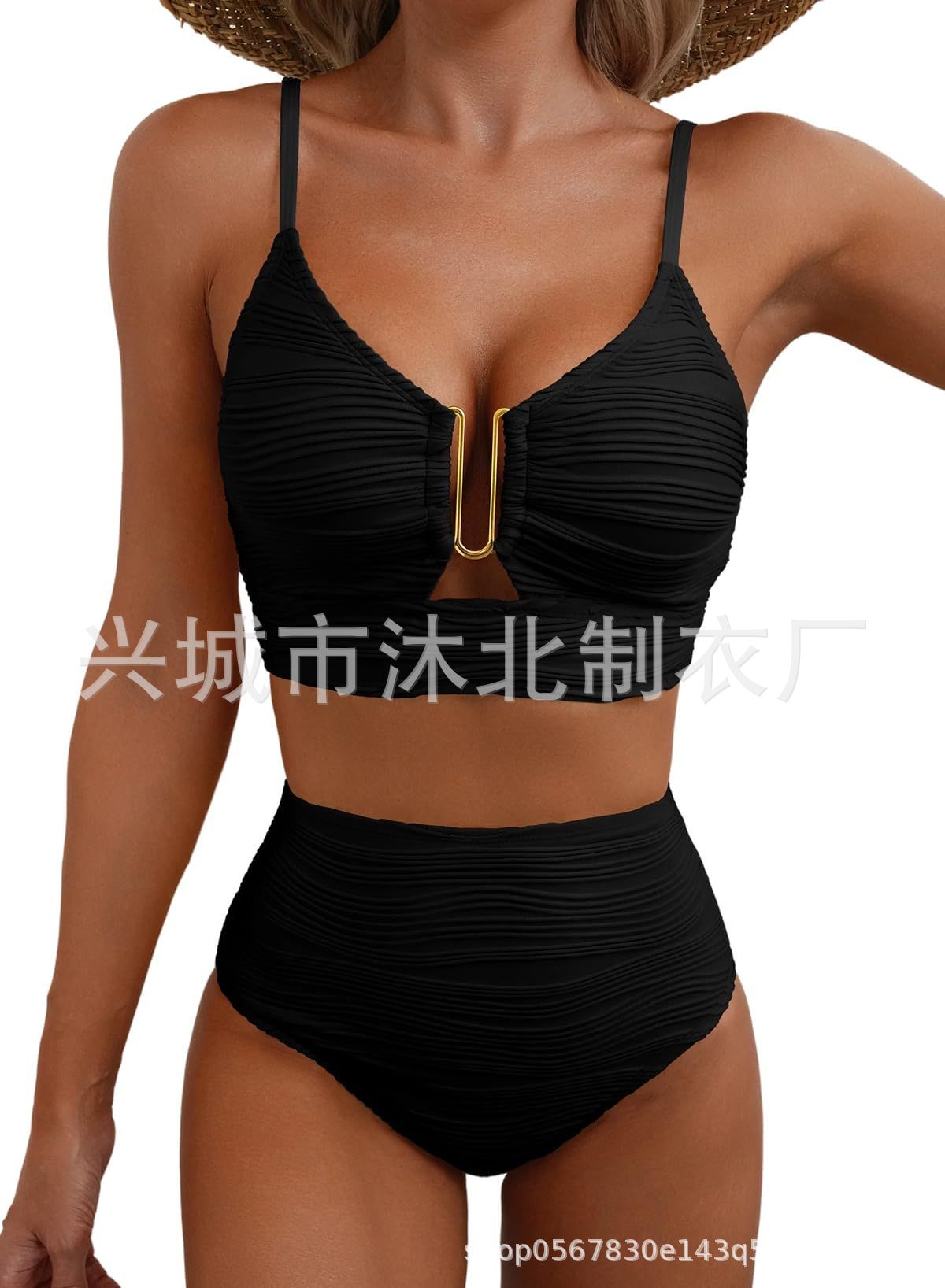Bikini de Cintura Alta para Mujer de Poliéster para Natación y Fitness