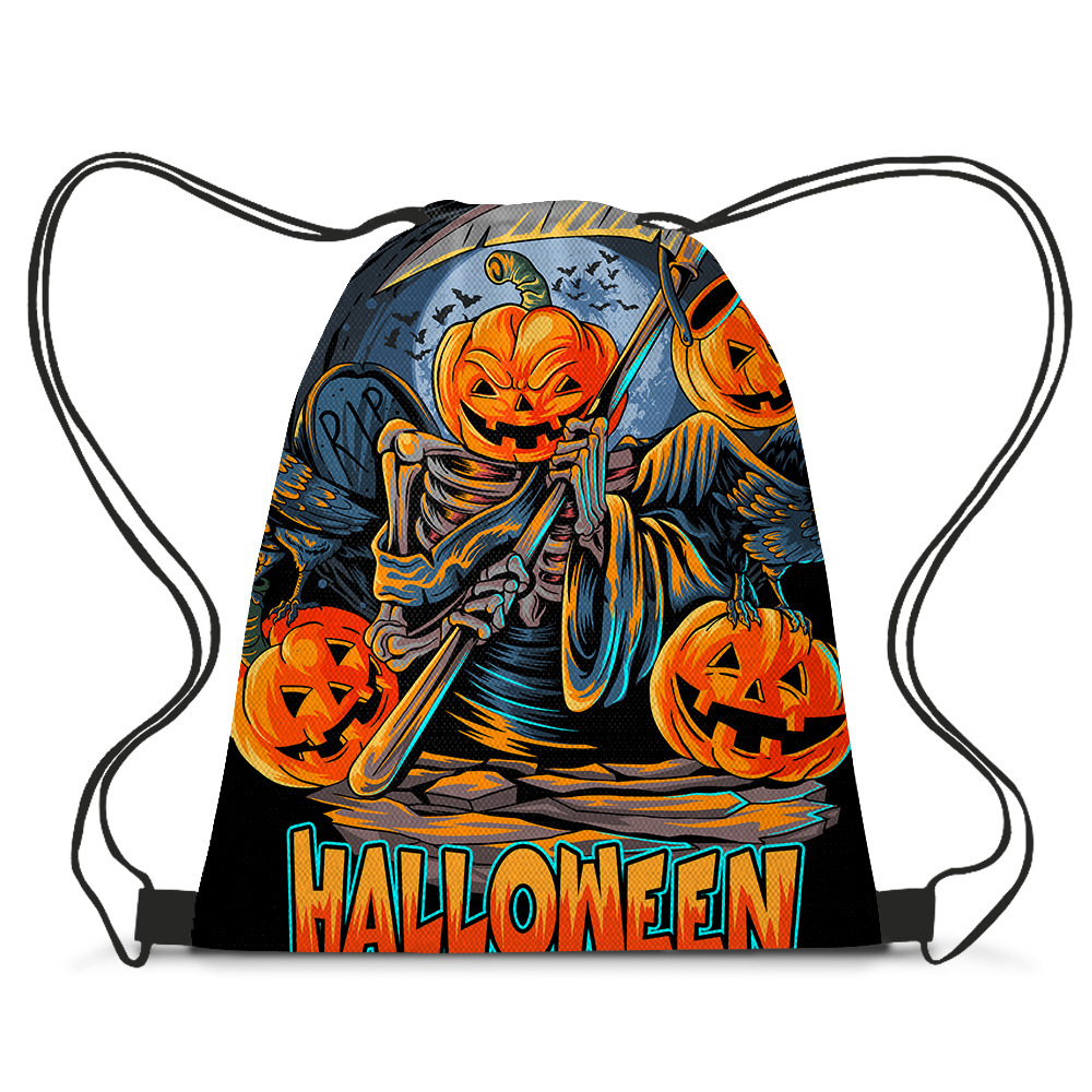 厂家批发鬼节万圣节抽绳背包 Halloween学生束口袋书包礼物礼品袋