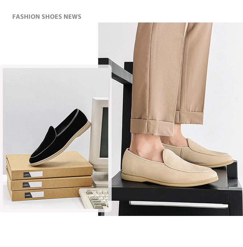 Men's Shoes Formal Shoes Spring New Loafers One Foot Stirrup Soybean Shoes_vogvips.com