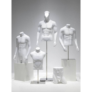 Male model half-body fake black-and-white platform men's clothing store window props doll model display rack wholesale