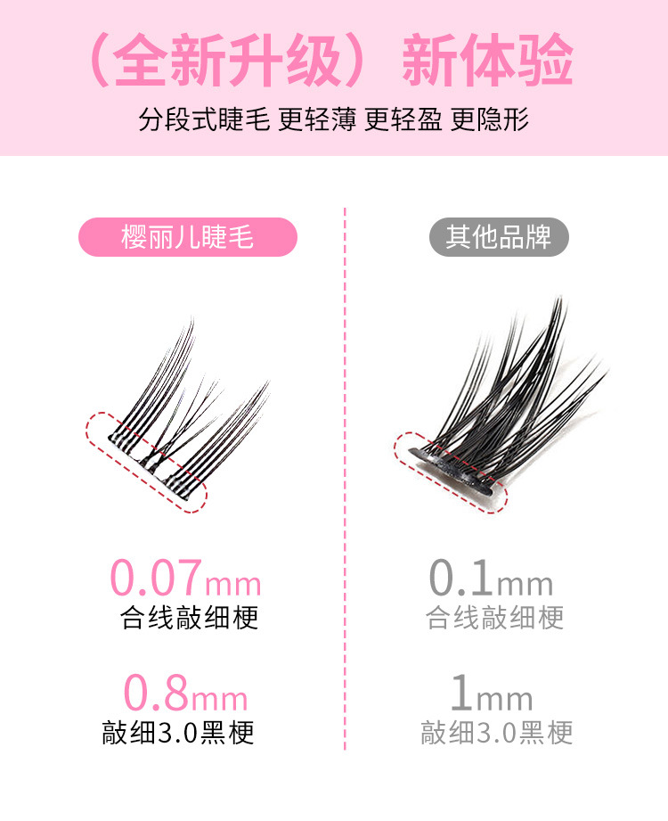 Cherry cat ear false eyelashes, natural and lively daily eyelashes, fairy hair simulation, large capacity, photogenic eyelashes Item Picture