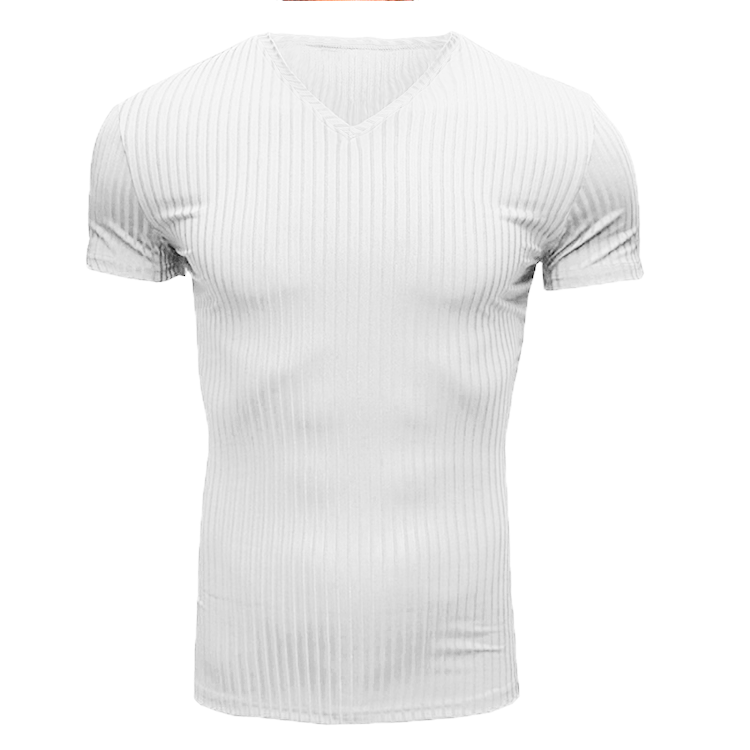 Hombres Color Sólido Estilo Simple Cuello En V Manga Corta Delgado Camiseta Hombre display picture 11