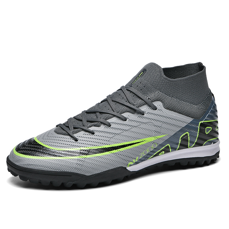 Putian High Top Flying Weaving Estudiante de secundaria Soccer Football Shoes Boots Zapatos de fútbol Zapatos de tacón TF