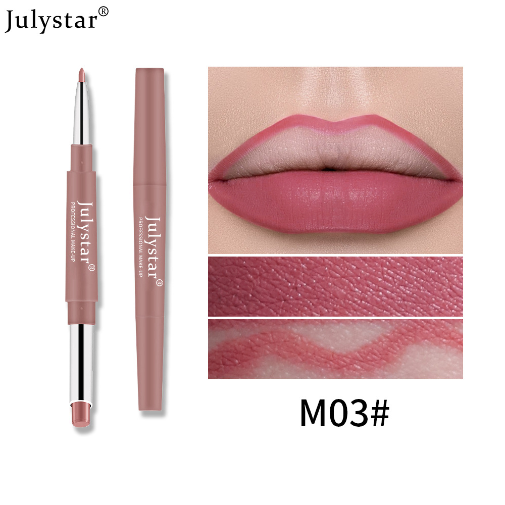 European and American cross-border double-headed red lip liner pens that do not fade or stick to the cup, pink rotating lipstick pens, wholesale of foreign trade cosmetics undefined