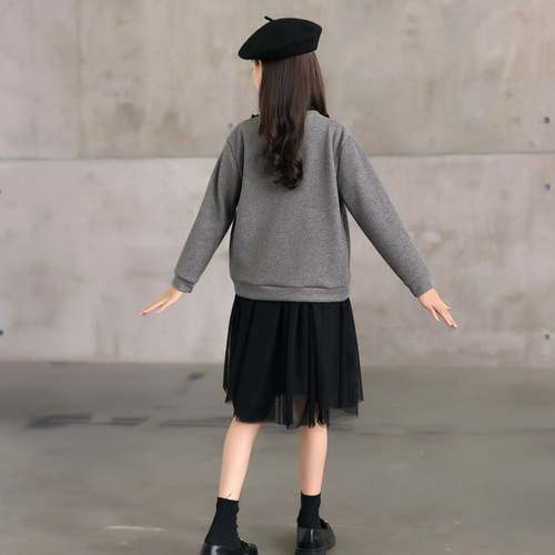 Girls dress suit  spring and autumn new style medium and large children's clothing wholesale spring clothes cardigan jacket two pieces