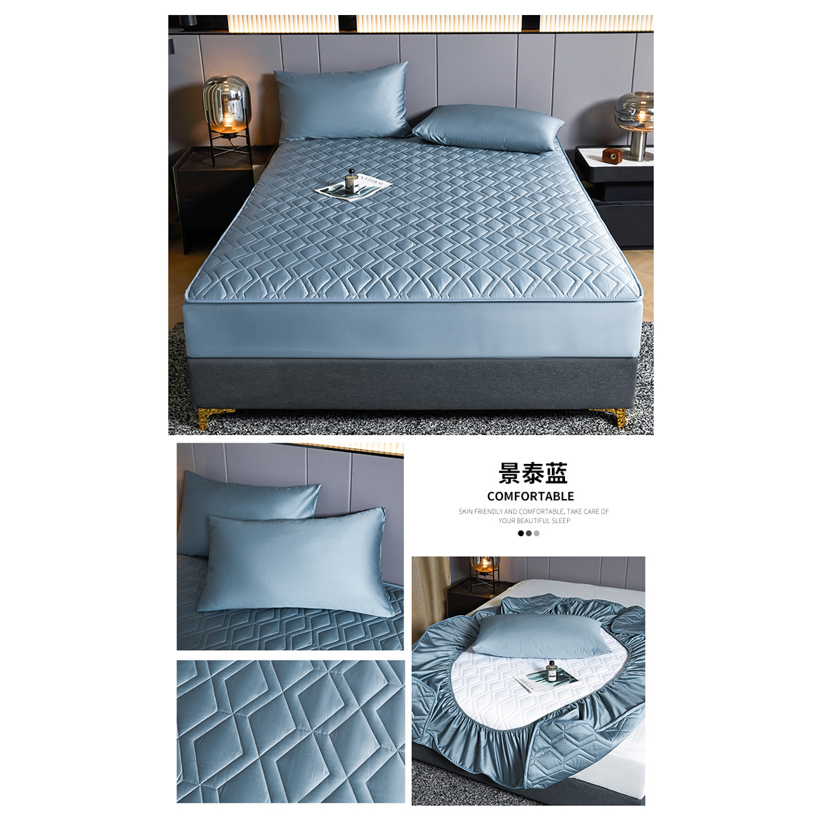 Cama de algodón 60S cubierta de colchón de una sola pieza cubierta de cubierta