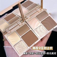 MUGELEEN 新4色コントゥアリングパレット ハイライトコントゥアリングパレット マットブライトニンググリッターパウダーハイライト立体コントゥアリングパレット