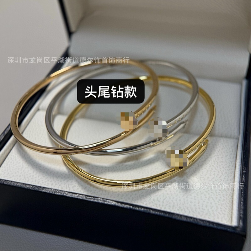 V-Gold Plated Cnc High-Quality Thin Version Nail Bracelet with Rhinestones, Exquisite Light Luxury Fashion Elastic Nail Bracelet V-Gold Plated Cnc High-Quality Thin Version Nail Bracelet with Rhinestones, Exquisite Light Luxury Fashion Elastic Nail Bracelet