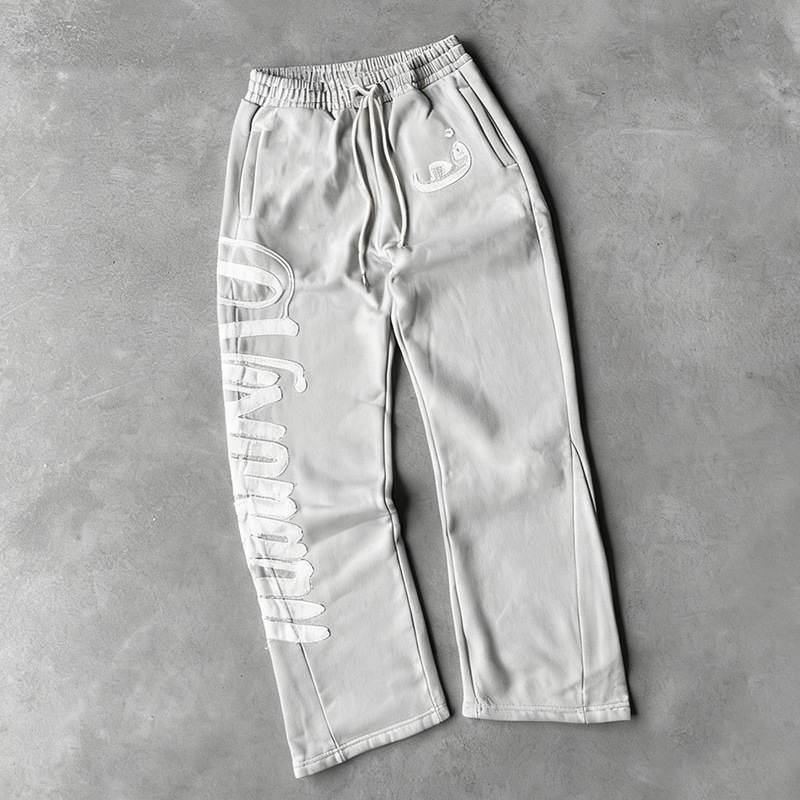 Syna Logo Sweatpants Flared Split Hem Grey