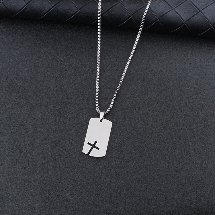 Plating, Hollow Out, Inlay Design Simple Style Cross 201 Stainless Steel Plating Hollow Out Inlay Zircon Unisex Pendant Necklace Men Pendant Necklaces