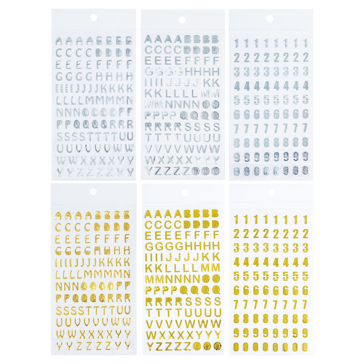 Calcomanías de Letras y Números Dorados de Papel para Álbumes y Manualidades