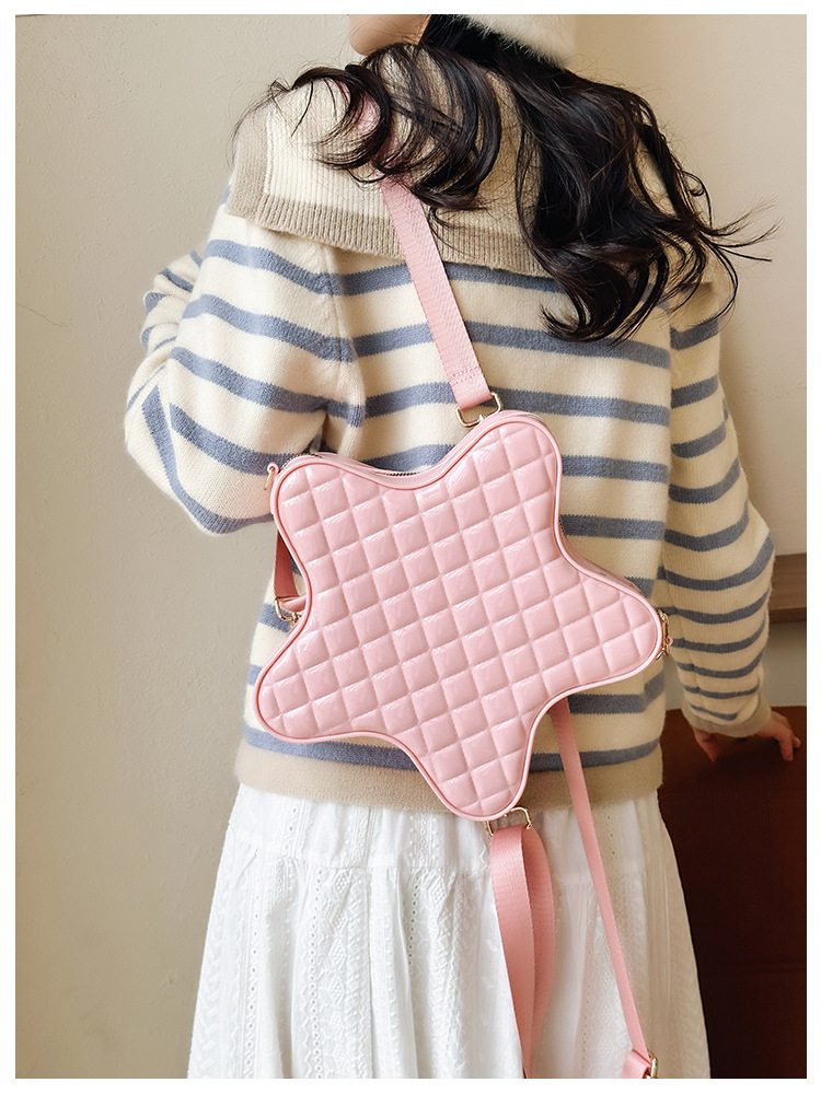 2025 New style fashionable star Backpack, diamond-shaped PVC jelly bag, fresh and sweet campus ladies' backpack Item Picture