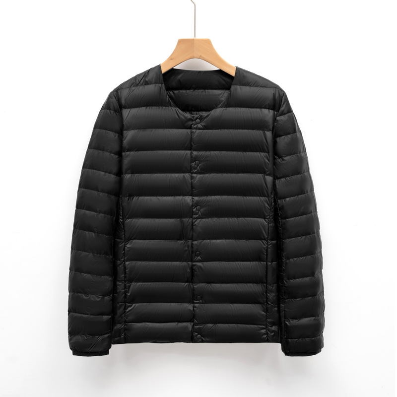 Pinghu Men's Autumn and Winter Round Neck Down Liner New Lightweight Collarless Warm Simple Solid Color Long Sleeve Down Jacket for Men Pinghu Men's Autumn and Winter Round Neck Down Liner New Lightweight Collarless Warm Simple Solid Color Long Sleeve Down Jacket for Men