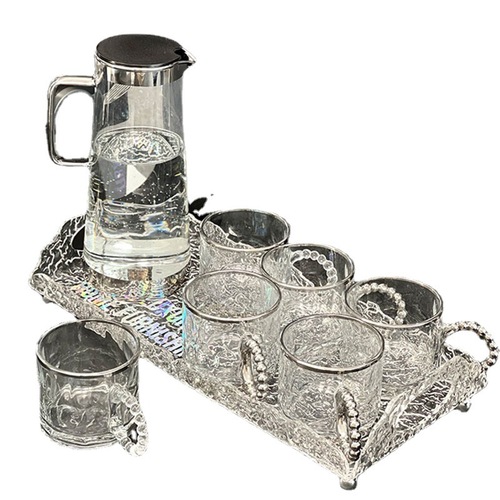 Light luxury glass pot living room water cup set water ripple high appearance cold kettle high appearance cold kettle water set wholesale