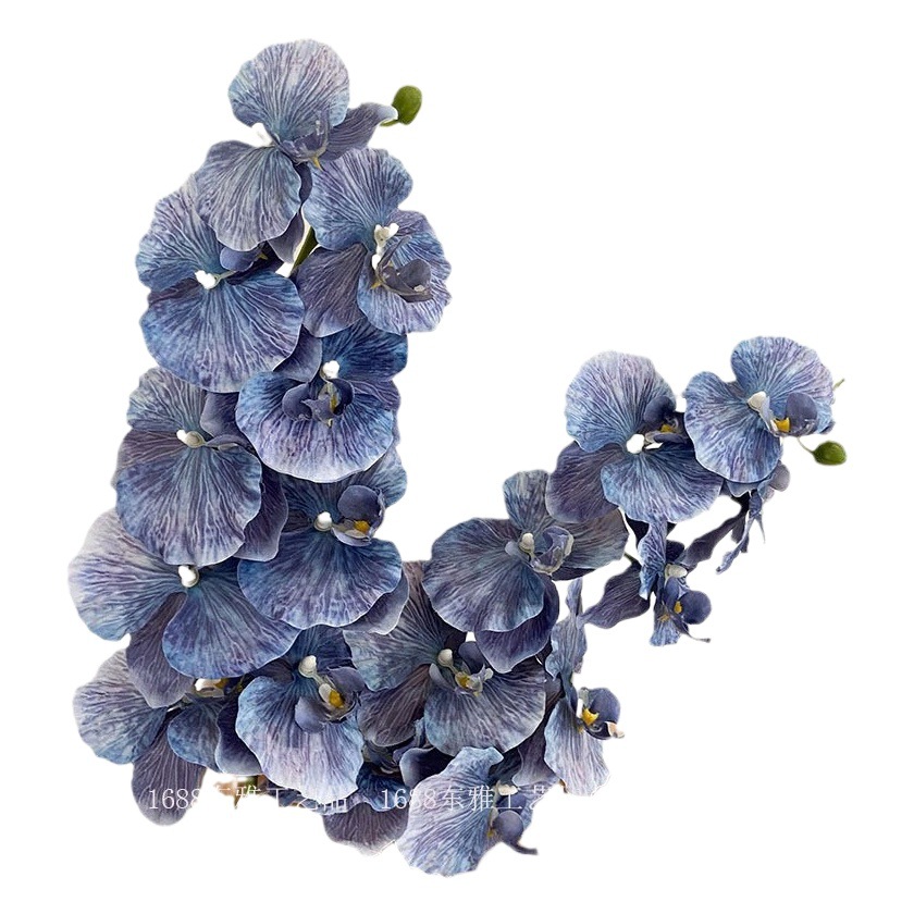 Nueva luz de lujo simulación de tela de seda 9-cabeza Europea mariposa orquídea boda fotografía apoyos flor falsa flor artificial decoración del hogar