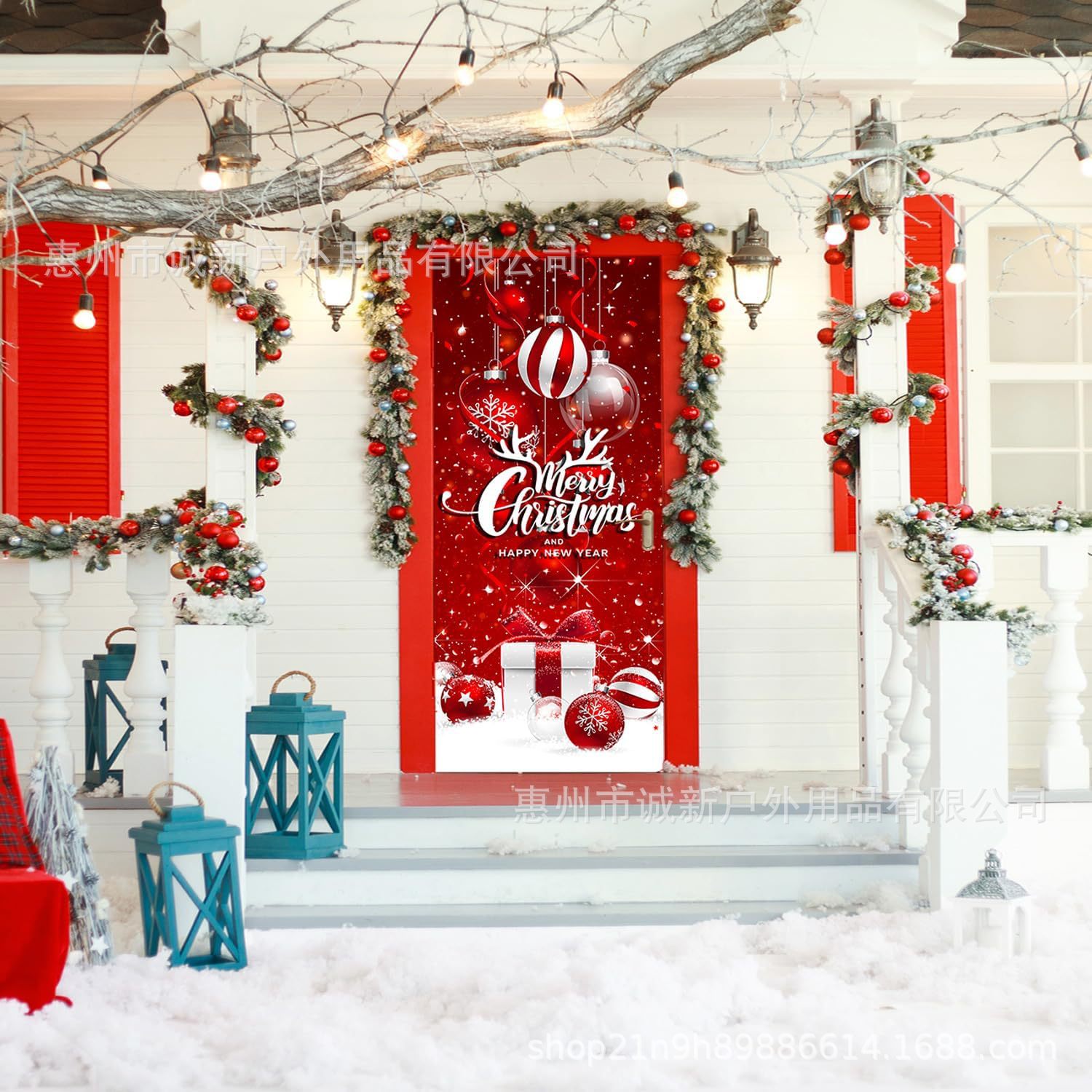 Amazon crossover nueva cubierta de puerta de Navidad cubierta de puerta de Santa Claus fiesta festiva ambiente tela de fondo al por mayor