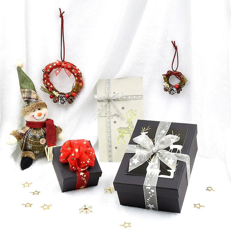 Transfronterizo nueva estrella de cinco puntas Cinta de Oro de plata caliente decoración de Navidad embalaje de regalo cinta de nieve Navidad 20 m