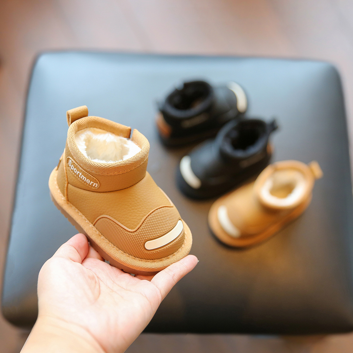 小步点婴儿雪地靴加绒加厚冬季软底男宝宝学步鞋女宝棉鞋儿童鞋子