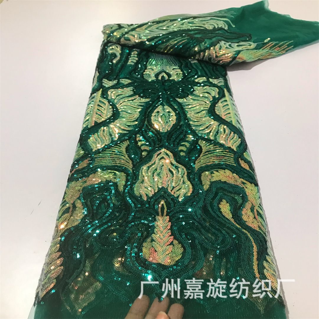 Malla de poliéster africano lentejuelas encaje europeo y americano DIY elegante vestido de novia vestido etapa rendimiento ropa tela JX3957 image 9