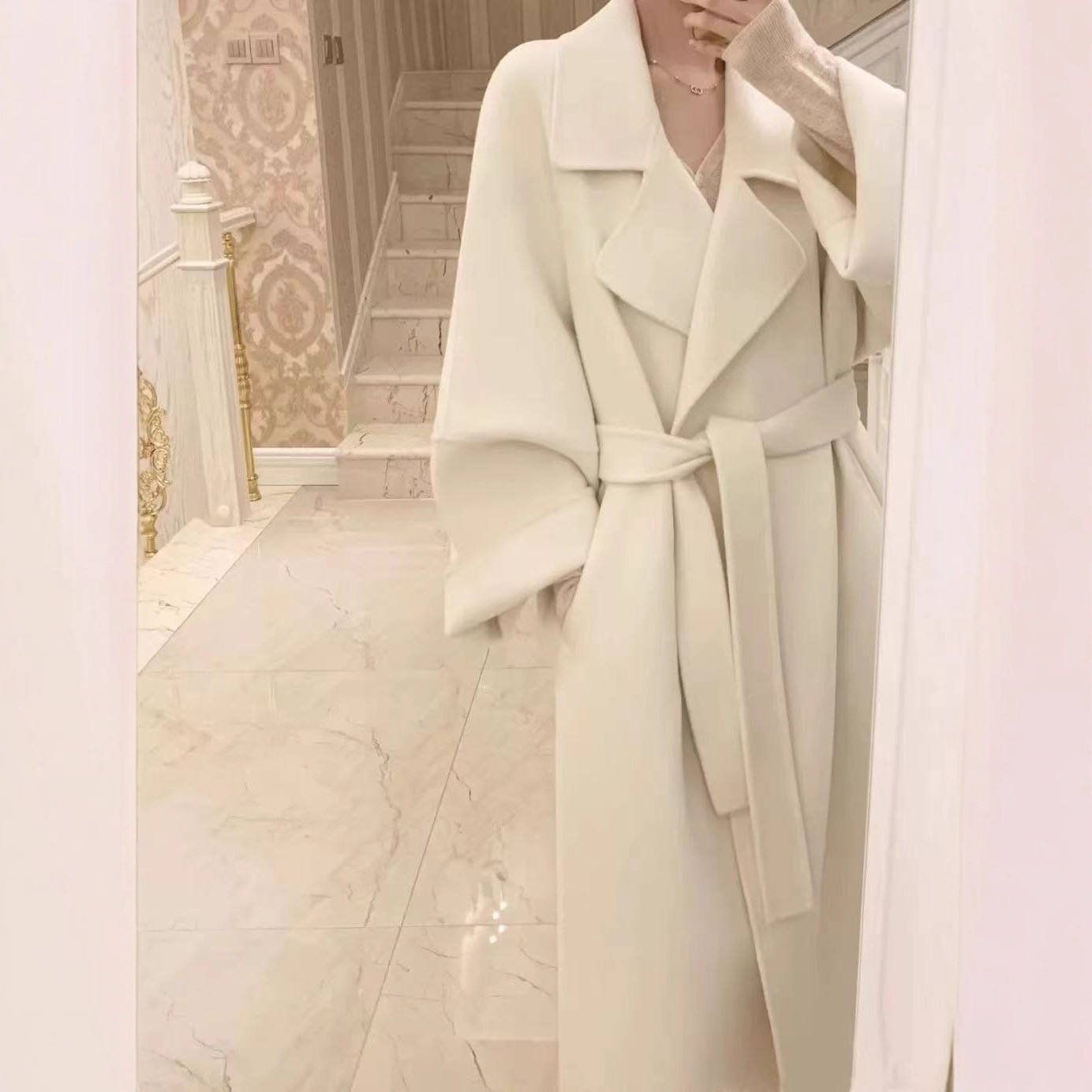 Trendy Autumn and Winter New Korean-Style Long Double-Sided Wool Coat for Women