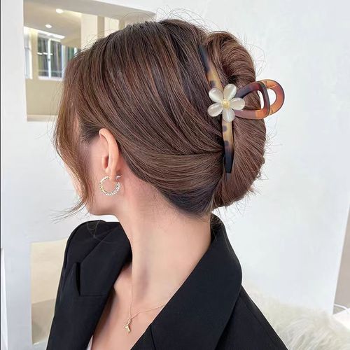 Fashionable flower grabber female large size Korean high-end hairpin hair clip temperament back head hair shark clip