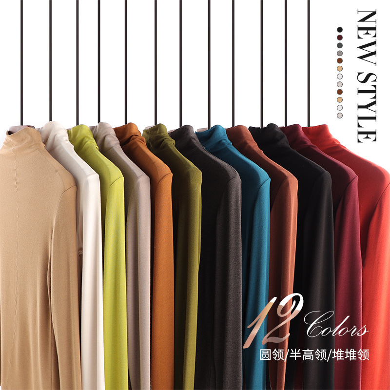 High-tech multi-color cashmere protein essence wool Meiyabi heat-generating wrinkle-free slimming long-sleeved base layer women's base layer shirt