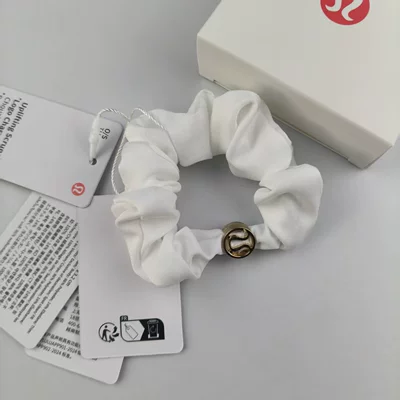 Lu's Ponytail Hair Tie Elastic Scrunchie Metal Logo Hair Accessory Lulu Hair Tie Wholesale Dropshipping (Saç üçün rezinlər) - yb-hair-tie-white