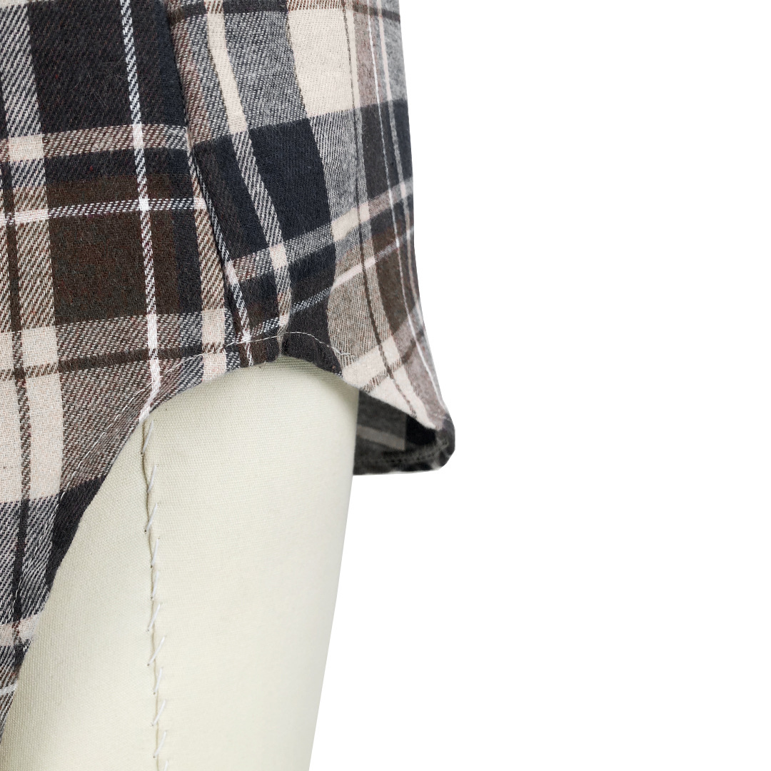 Women Clothing Comfortable Cotton Plaid Coat Shirt Dress