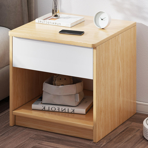 Bedside cabinet minimalist modern bedroom Instagram-style nightstand simple storage rack small shelving unit Nordic style