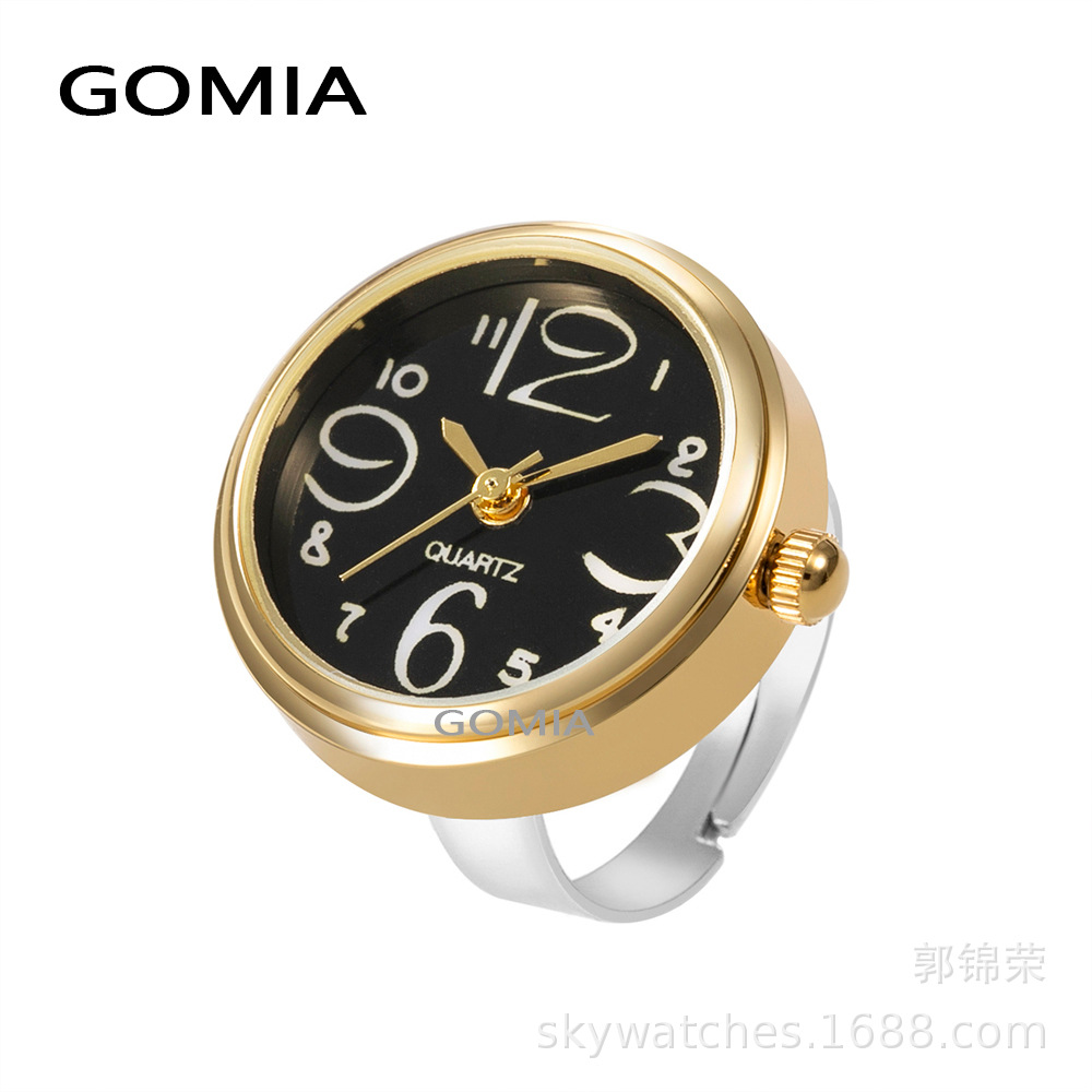 New Recommended 2022 Waterproof Ring Watch Adjustable Size Word Design Simple Finger Watch Couple Student Watch