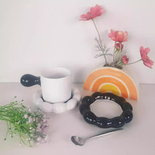 新款北欧云朵陶瓷杯碟马克杯胖胖碟咖啡杯糖葫芦把手锤子杯水杯