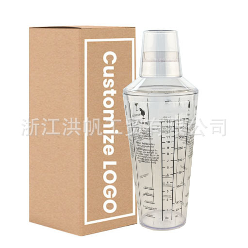 750ml Food Grade Plastic Cocktail Shaker Shaker Cup Shaker Shaker with Measuring Cup and Scale