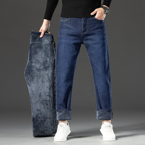 Direct Manufacturer Sale Spring and Autumn Season Men's Straight Leg Loose Thicken Fleece Warm Business Elastic Casual Pants