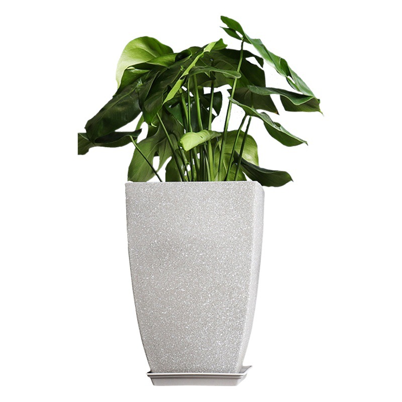 Fábrica de pelo lacio imitación cemento esmerilado textura decoración del hogar paraíso pájaro boca cuadrada resina engrosada gran maceta transfronteriza