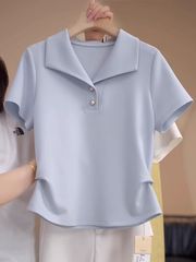 Polo衫正肩短袖t恤男女2025夏季新款设计感洋气独特漂亮掐腰上衣