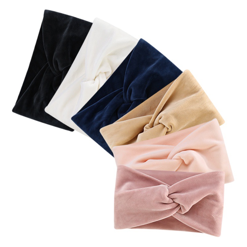 Gold Velvet elastic fashion European and American retro cross hair band fabric sports yoga sweat-proof headband hair accessories for women