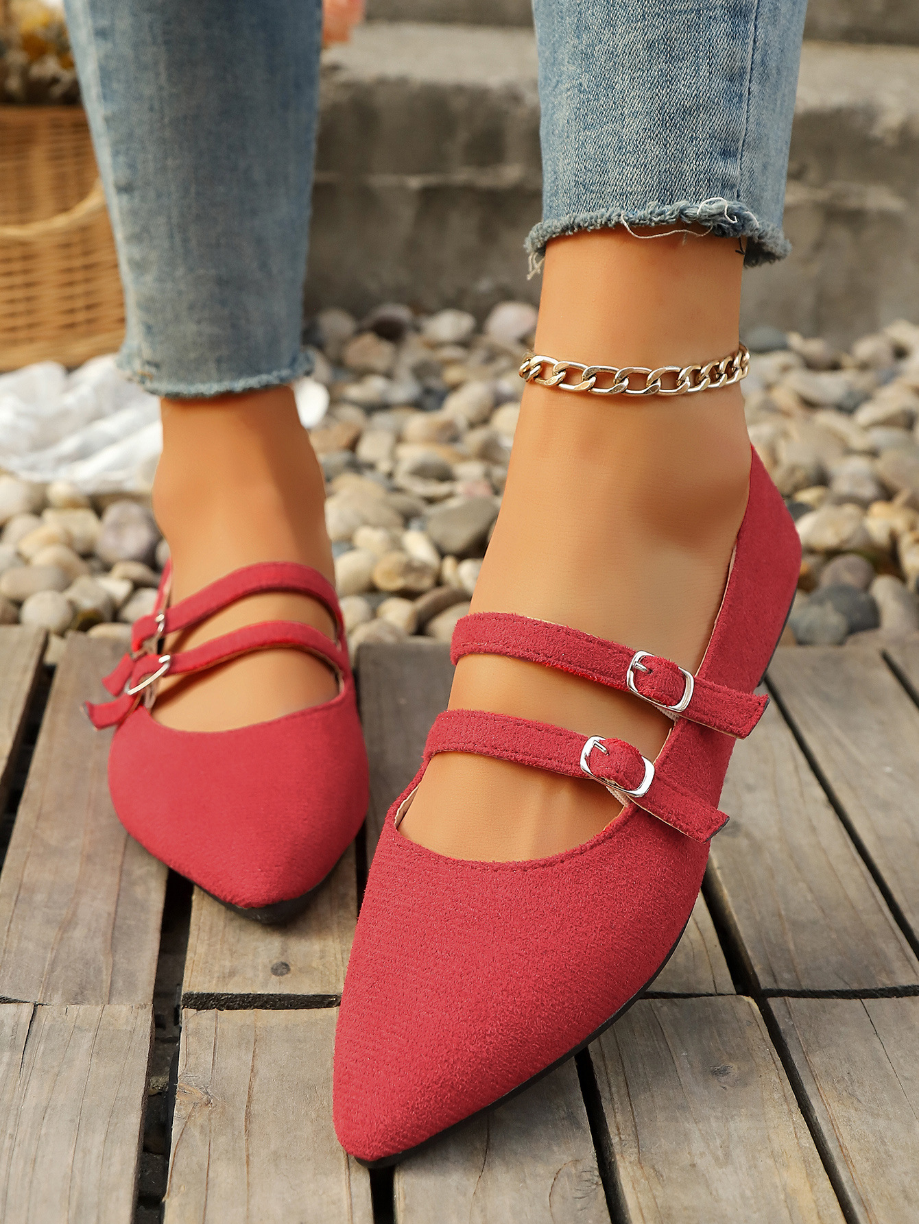 Leopard Print Suede Slip-on Shoes Pointed Toe Flats For Women_voghion.com