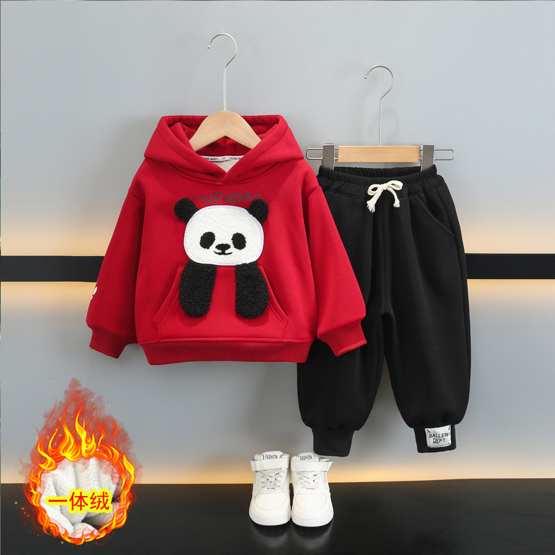 6661 ropa para niños más traje de terciopelo para niños otoño e invierno 2025 nuevo traje de dos piezas de suéter de invierno para bebés guapos para niños