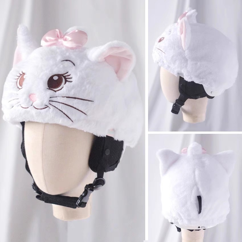 Casco de esquí de peluche muñecas bordadas tridimensionales lindas para niños niñas casco decoración de dibujos animados nueva decoración