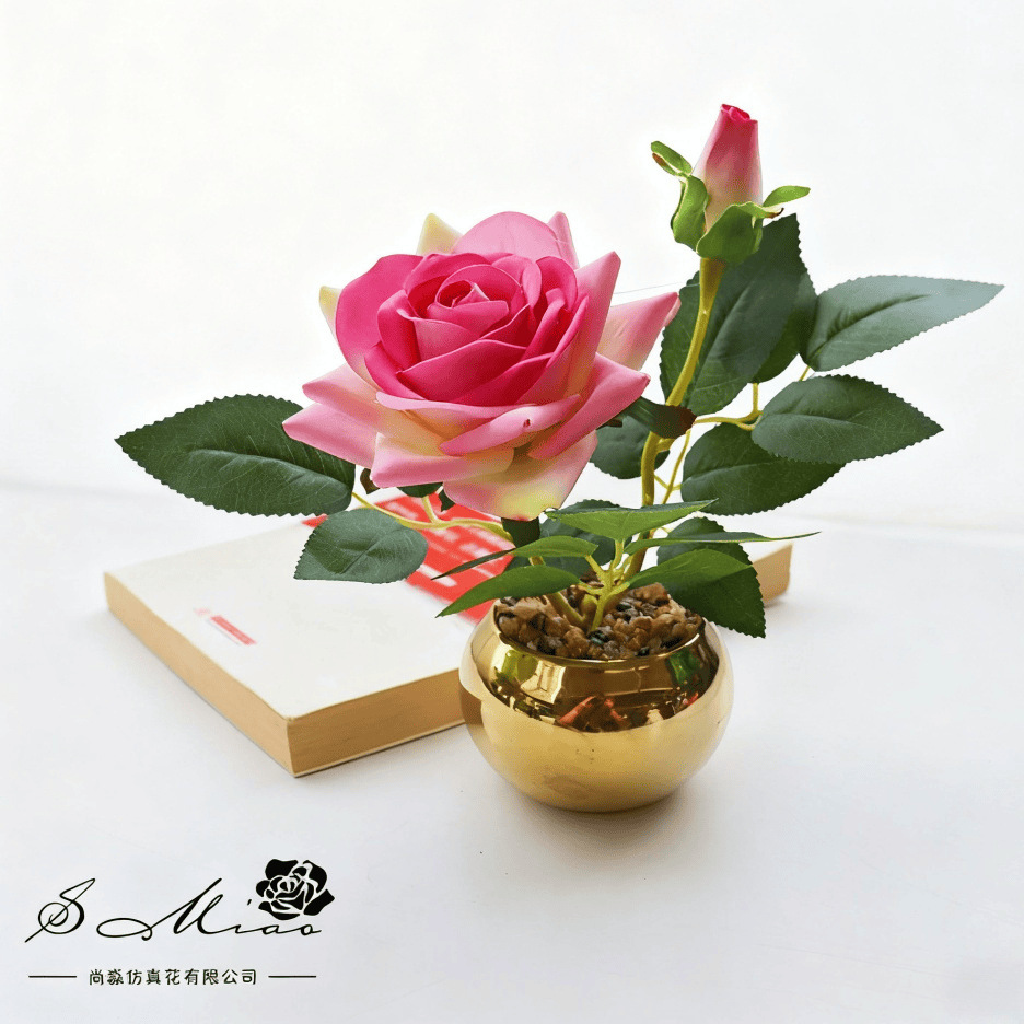 Flores falsas de alta calidad europea rosa bonsai flor de moda decoración creativa plantación verde artificial simulación maceta