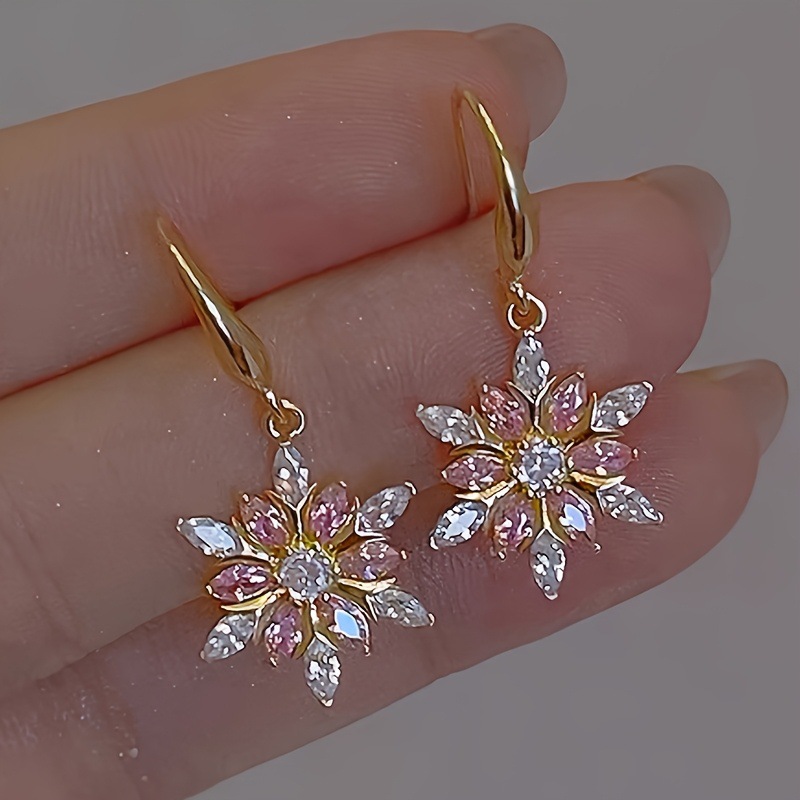 Cross-Border Temu Christmas Snowflake Earrings for Women, Niche Design, Popular European and American Earrings, in Stock, Wholesale from Manufacturer
