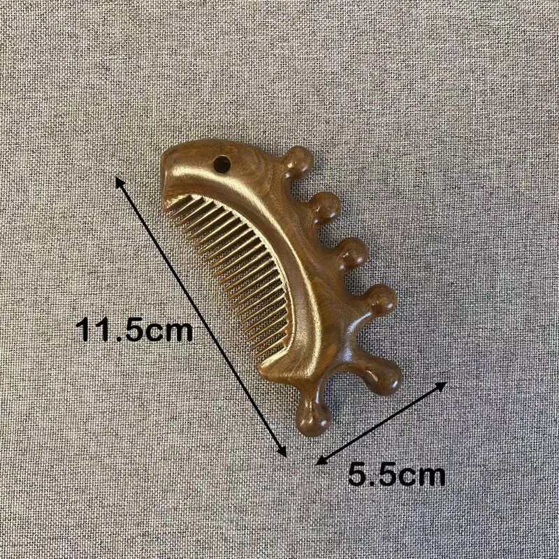 檀木按摩梳多功能头皮经络按摩梳太极鱼两用五齿头部经络梳|undefined