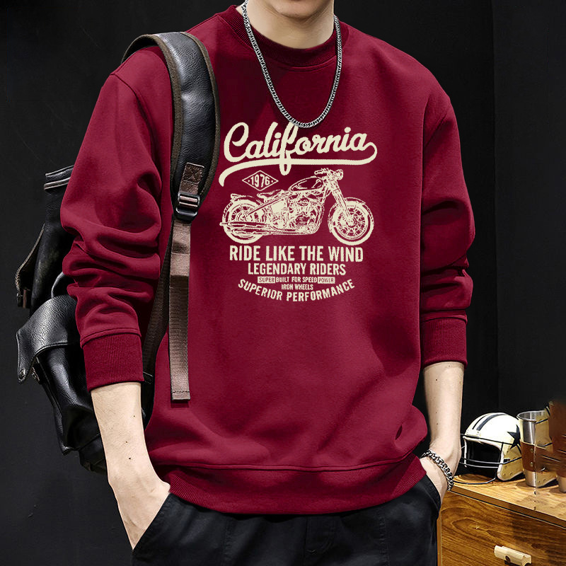 Suéter masculino primavera y otoño pesado estilo americano puerto viento de marea hookah cuello redondo manga larga chaqueta suelta camisa de base chaqueta