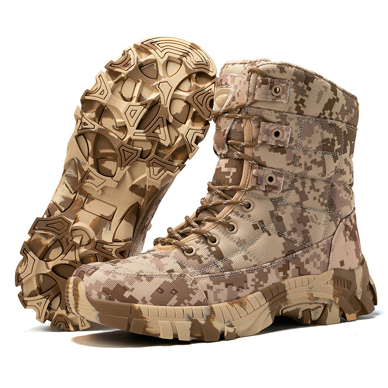 Botas de combate de talla grande transfronterizas Botas de camuflaje al aire libre para hombres Botas de montaña altas Botas tácticas para hombres Botas de entrenamiento de senderismo para hombres