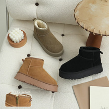 XSHX复古『澳系冬雨』防泼绒皮女鞋雪地靴增高厚底侧拉链249025