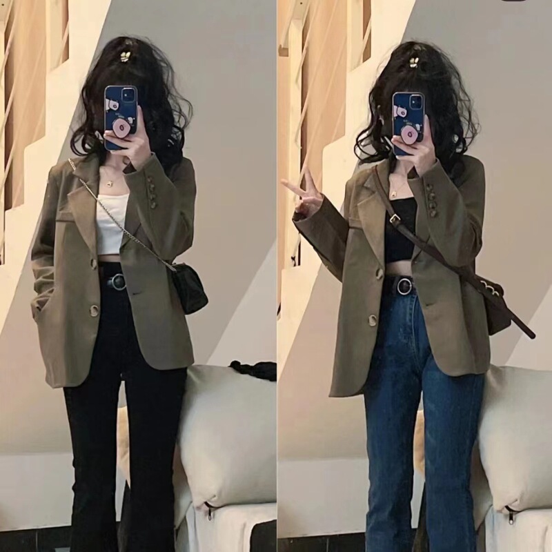 145 Petite Women's Blazer for 150cm Short Women, Brown Short Blazer, Size Xxs, Autumn 2025 New Model