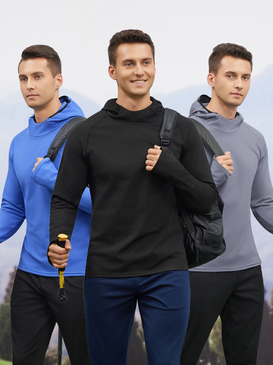 Ropa deportiva de otoño e invierno ropa deportiva de ocio al aire libre hombres con blusas de terciopelo para correr Fitness chaqueta deportiva de manga larga con capucha