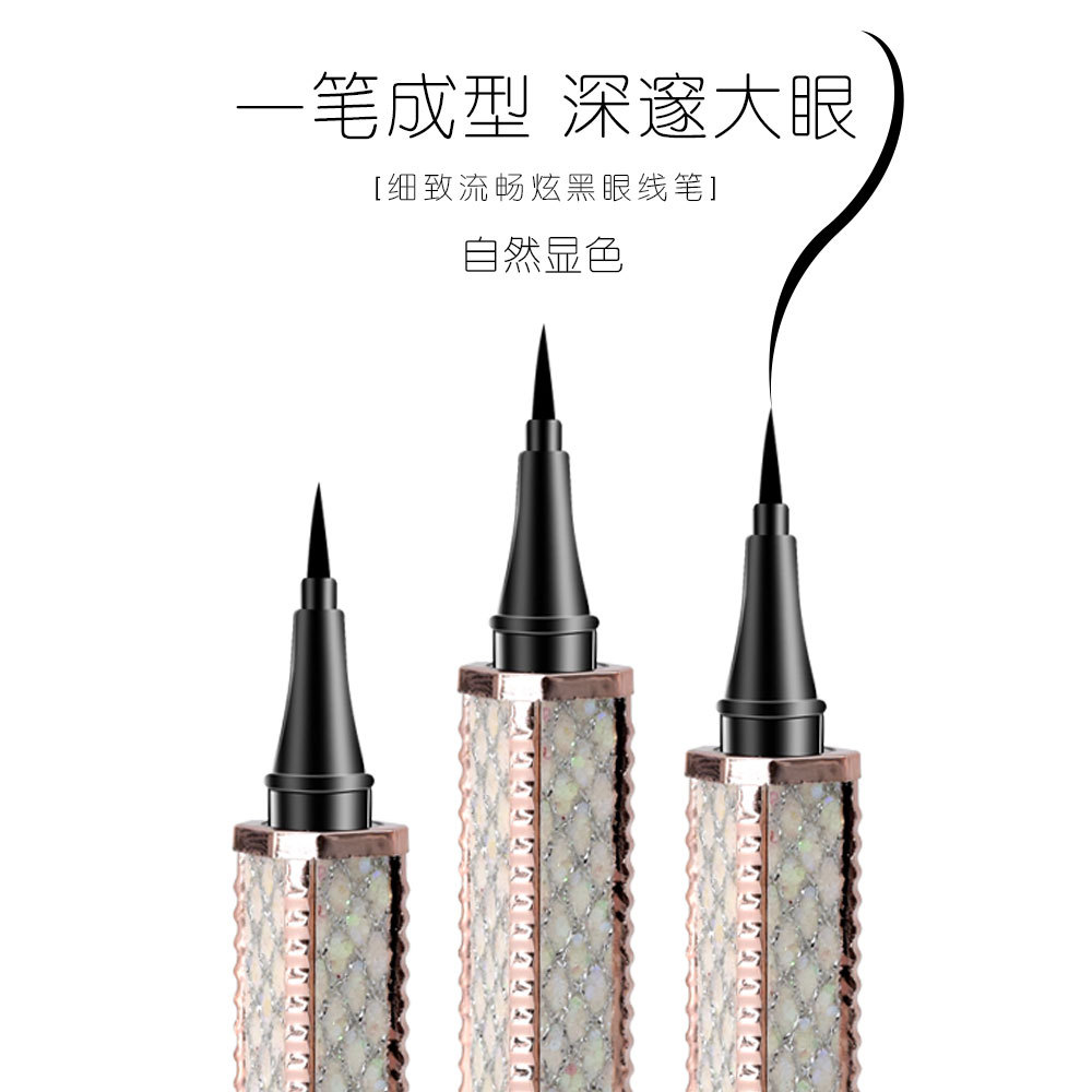 QIANXIU Sparkling Star Diamond Waterproof, oil-resistant, non-smudge Eyeliner, extremely fine tip, Smooth, quick-drying black eyeliner Liquid Specification drawing