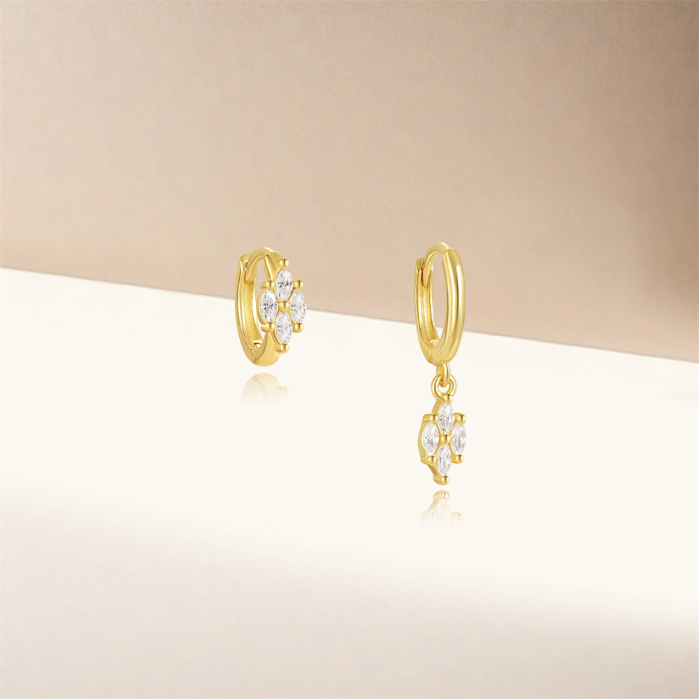 Geometric Pattern 1 Pair 925 Sterling Silver Zircon Geometric Earrings