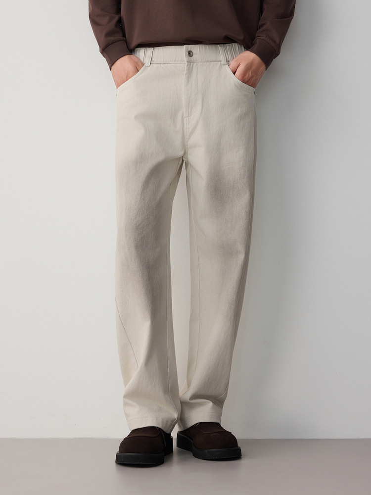 Quần jean nam ống rộng phong cách đường phố, chất liệu cotton, hiệu ứng làm cũ — đen chi tiết 4